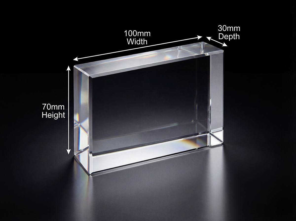 K9 Crystal Rectangle Block 100x70x30mm-Blank